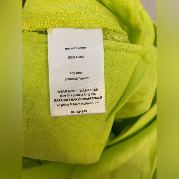 Mara Hoffman Wide Leg Linen Trousers Neon Green& Yellow Size 14 - Picture 4 of 6